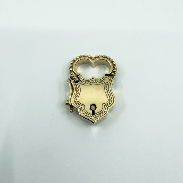 Chunky Vintage 9ct Gold Heart & Sheild Lock Padlock Pendant Charm 375 Birm 1995