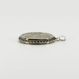 Vintage Sterling Silver & Yellow Gold Oval Foliate Engraved Floral Locket 925
