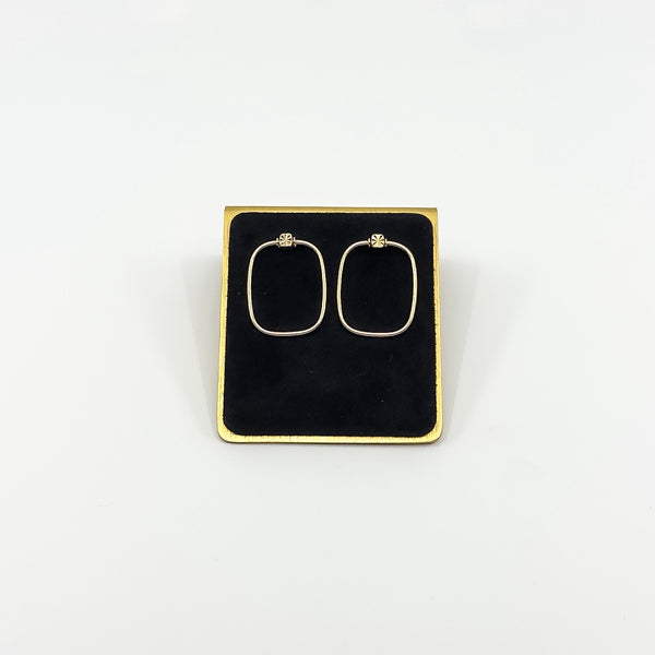 Unusual Large Rectangular 9ct Gold Hoop Earrings 375