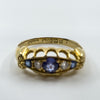Antique 18ct Gold Diamond & Sapphire Boat Ring 750 Size M - N