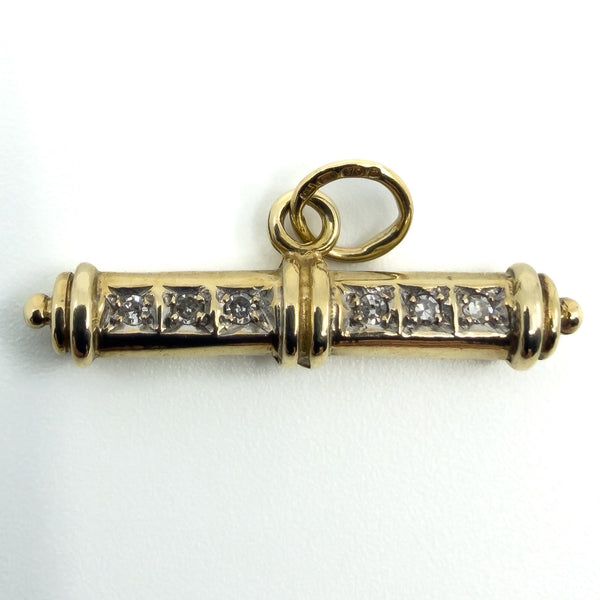 Vintage 9ct Gold Diamond T-Bar Pendant / Charm 375