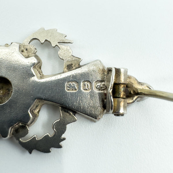 Antique Victorian Aesthetic Sterling Silver Brooch 925 (Birmingham 1833)