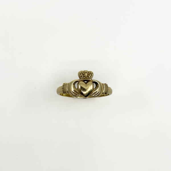 Vintage 9ct Gold Irish Claddagh Ring 375 Size Q - R 
