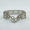 Vintage Sterling Silver 4 Bar Gate 7” Bracelet & Heart Padlock 925 (London 1978)