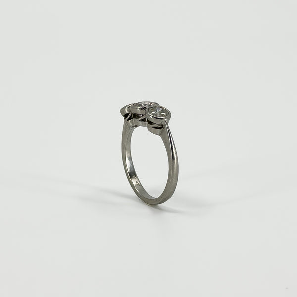 Vintage Platinum 1.60ct Diamond Trilogy Ring 950 Size L