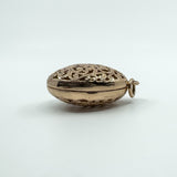 Vintage 9ct Rose Gold Large Chunky Oval Engraved Open Work Locket Pendant 375
