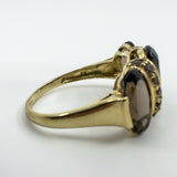Huge Vintage 9ct Gold Chunky Smokey Quartz Trilogy Size T - U 