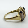 Huge Vintage 9ct Gold Chunky Smokey Quartz Trilogy Size T - U 