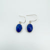 Chunky Lapis Lazuli Oval Drop Earrings on Shepherd Hooks in Sterling Silver 925