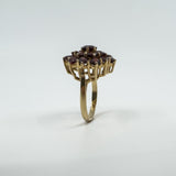 Large Vintage 9ct Gold Garnet Cocktail Cluster Ring Size L