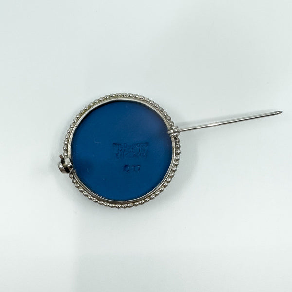 Vintage Sterling Silver Wedgewood Cupid Cherub Blue Jasper Ware Cameo Brooch 925