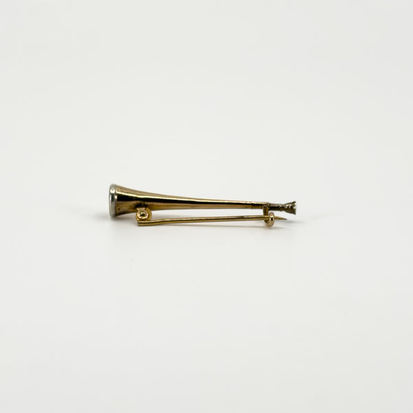 Antique Victorian 9ct Gold Trumpet / Hunting Horn Brooch 375