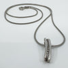 9ct White Gold 0.10ct Diamond Bar Drop Pendant & 16” Snake Chain 