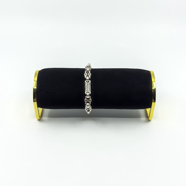 Vintage Chunky Sterling Silver Stars & Bars 8.5” Bracelet 925 Heavy 33g