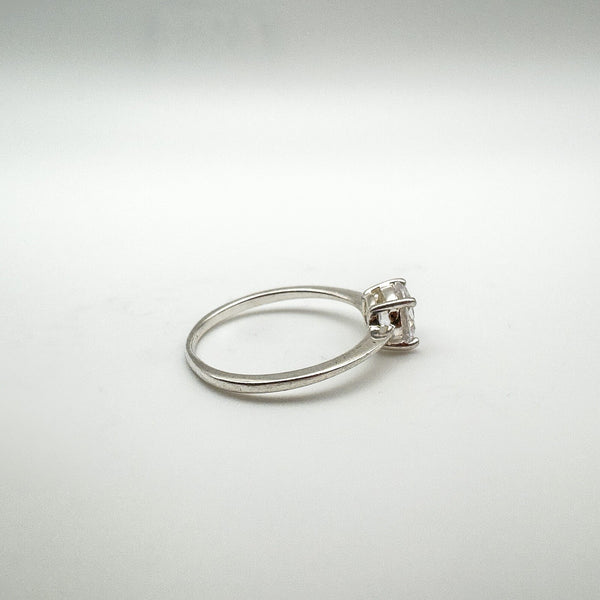 1ct CZ Solitaire Engagement Ring Sterling Silver Size M