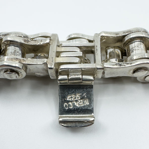 Unusual Sterling Silver Chunky Biker Chain Links 9.3" Bracelet 925 Heavy 71g