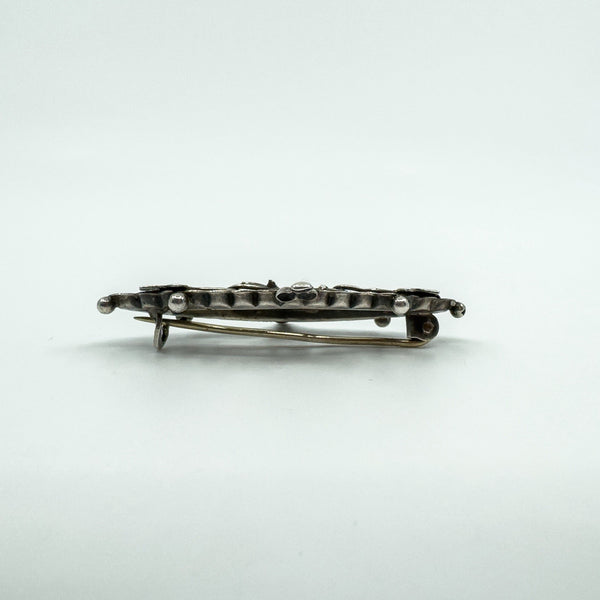 Antique Victorian Sterling Silver & Rose Gold Swallow & Ivy Brooch 925 (Chester)