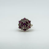 Vintage 9ct Gold 0.81ct Ruby & Diamond Cluster Cocktail Ring 375 Size K