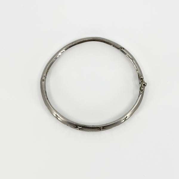 Sterling Silver Celestial Diamond Star Studded Bangle 925