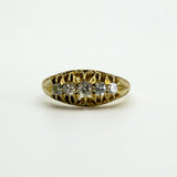 Antique 18ct Gold 0.32ct Diamond Boat Ring 750 Size N (Birm 1914)