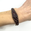 Antique Silver Gilt Bohemian Rose & Flat Cut Garnet Hinged Bangle / Bracelet