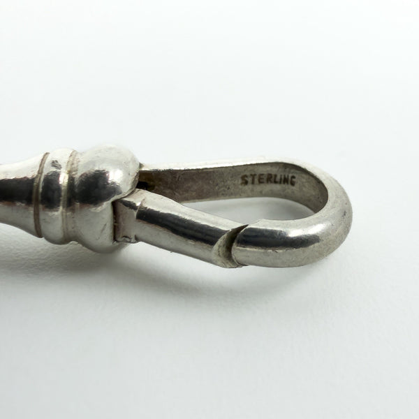 Antique Victorian Sterling Silver 8.5" Albertina Chain & T-Bar Pendant 925