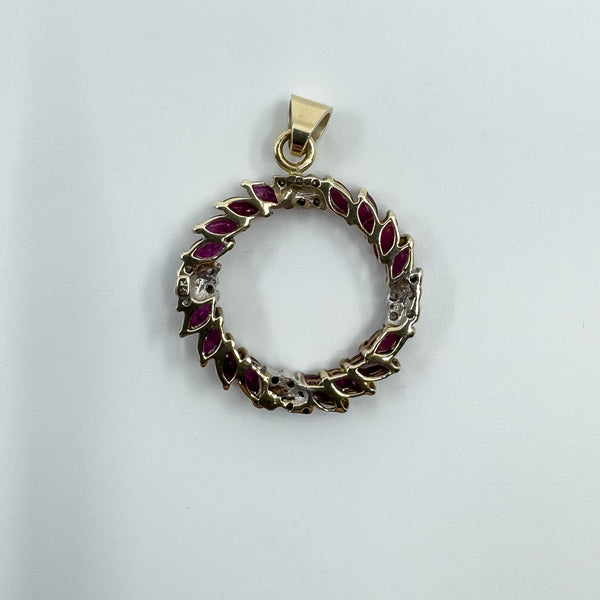 Vintage 9ct Gold 1.60ct Ruby & Diamond Pendant / Charm 375 (Birmingham 1989)