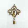 Large Antique Silver Gilt Bohemian Rose Cut Garnet Pendant / Art Nouveau c1900