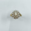 Vintage 9ct Gold Opal & Diamond Cluster Ring 375 Size U - V (Birmingham 2005)
