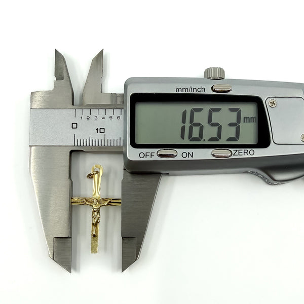 Vintage 9ct Gold Reversible Engraved Christian Cross Crucifix Pendant Charm 375