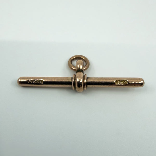 Antique Large 9ct Rose Gold T-Bar Pendant / Charm 375