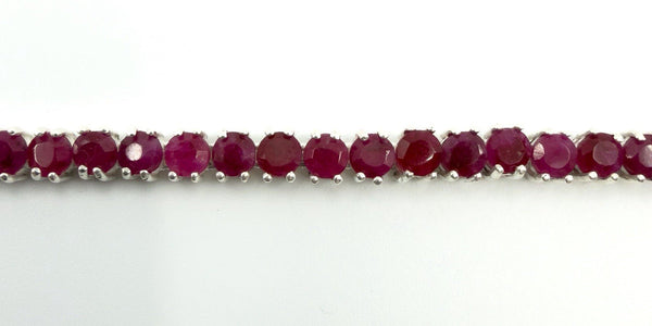 18.4" Sterling Silver 27ct Natural Ruby Tennis Necklace 925