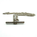Vintage Sterling Silver 18” Figaro Chain Dog Clip & T-Bar Pendant 925