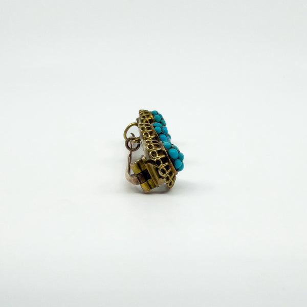 Antique Victorian 9ct Gold Pave Turquoise Bar Brooch / Pendant 375