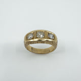 Chunky Vintage 9ct Gold 1.30ct Starburst Diamond Trilogy Ring Gypsy Band Size U