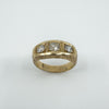 Chunky Vintage 9ct Gold 1.30ct Starburst Diamond Trilogy Ring Gypsy Band Size U