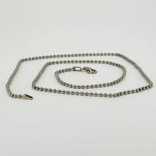 Vintage Sterling Silver 20” Beaded Ball Links Chain / Necklace 925