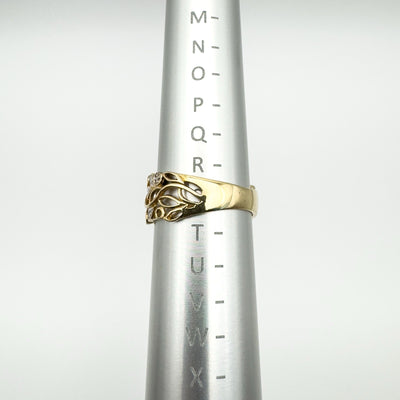 Vermeil Diamond Floral Band Leaf Ring in Sterling Silver 925 Size R - S Eternity