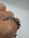 Vintage Sterling Silver CZ Half Hoop Eternity Stacking Band Size O 
