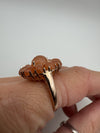 Huge Rose Gold on Silver Peach Moonstones Cluster Ring Size N  