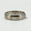 Chunky Vintage Sterling Silver & Rose Gold Engraved Floral Bangle 925 Birm 1959