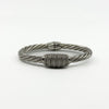 Chunky Twisted Sterling Silver CZ Oval Bangle / Bracelet 925