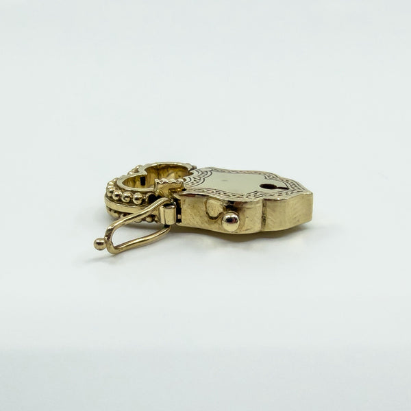 Chunky Vintage 9ct Gold Heart & Sheild Lock Padlock Pendant Charm 375 Birm 1995