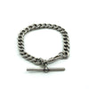 Chunky Sterling Silver Vintage Curb Links Bracelet Dog Clip & T-Bar Charm 925