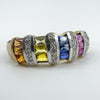 9ct Gold Rainbow Multigem & Diamond Ring Size S Wedding Eternity Engagement 