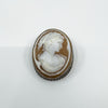 Vintage 800 Silver Large Oval Carved Shell Cameo Brooch / Pendant
