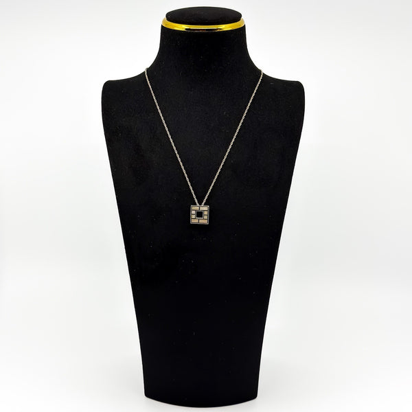 Vintage Sterling Silver Mother of Pearl Pendant & 18" Chain 925 by Kit Heath