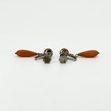 Antique Victorian Sterling Silver Natural Coral Screw Back Earrings 925
