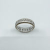 Vintage 9ct Gold & Silver White Spinel Engraved Full Eternity Band Ring Size N