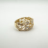 Vermeil Diamond Floral Band Leaf Ring in Sterling Silver 925 Size R - S Eternity